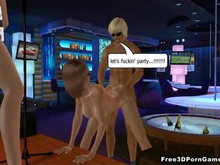 Marvelous 3D cartoon blonde stripper gets fucked hard